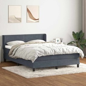 Box Spring Κρεβάτι με στρώμα Σκούρο γκρι 160x220 cm Βελούδινο