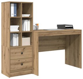 vidaXL Γραφείο με αποθηκευτικό χώρο με συρτάρι 2 pcs artisan δρυς