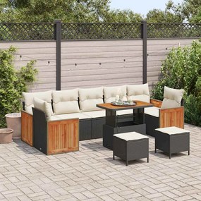 vidaXL Σετ Καναπέ Κήπου 10 pcs Μαύρο και κρεμ 90 x 55 x 71 cm