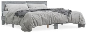 vidaXL Πλαίσιο Κρεβατιού Γκρι Sonoma 200x200 εκ. Επεξ. Ξύλο &amp; Μέταλλο
