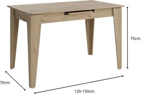 Τραπέζι Trendline Megapap επεκτεινόμενο χρώμα oak 120/150x70x75εκ.