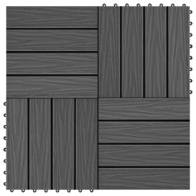 vidaXL Πλακάκια Deck 11 τεμ. Ανάγλυφα Μαύρα 30 x 30 εκ. 1 μ² από WPC