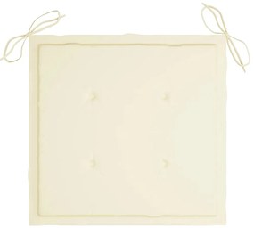 vidaXL Πολυθρόνα Κουνιστή από Μασίφ Ξύλο Teak με Κρεμ Μαξιλάρι