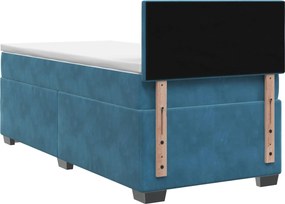 vidaXL Κρεβάτι Box Spring με Στρώμα και LED Μπλε 100 x 200 cm Βελούδο