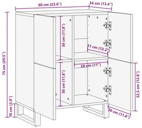 Ντουλάπι 60 x 34 x 75 εκ. από Μασίφ Ξύλο Ακακίας - Καφέ