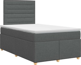 vidaXL Κρεβάτι box spring με στρώμα Σκούρο Γκρι 120 x 200 cm Ύφασμα