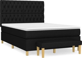 vidaXL Κρεβάτι Boxspring με Στρώμα Μαύρο 140x200 εκ. Υφασμάτινο