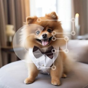 Intra Συλλεκτικό Ξύλινο Παζλ Plywood 4mm - Σκύλος Pomeranian με σμόκιν Σε Ξύλινο Κουτί - Διαστάσεις: 10x10 cm – 25 κομμάτια