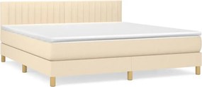 vidaXL Κρεβάτι Boxspring με Στρώμα Κρεμ 180x200 εκ. Υφασμάτινο