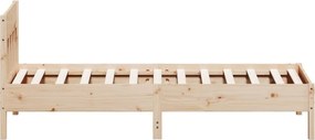 vidaXL Bed Frame Natural 90 x 200 cm Solid Pine Wood, Plywood Slats
