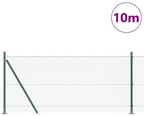 vidaXL Φράκτης με Στυλό Πράσινο 10 x 1 μ