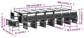 vidaXL Σετ Τραπεζαρίας Κήπου 17 τεμ. Μπεζ Συνθετικό Ρατάν με Μαξιλάρια