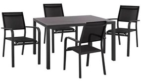 Set 5 pieces with Table 140x80x75.5 &amp; Armchairs Aluminum Grey