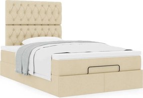vidaXL Οθωμανικό κρεβάτι με στρώμα Cream 120x200cm ύφασμα