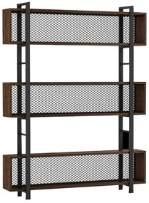 Βιβλιοθήκη Fifer pakoworld καρυδί-μαύρο 120x27x185εκ