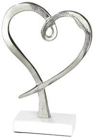 Διακοσμητικό ArteLibre Καρδιά 'Home'/'Love' Σε Βάση Ασημί/Λευκό Αλουμίνιο/Μάρμαρο 8x19.5x28cm-05160687
