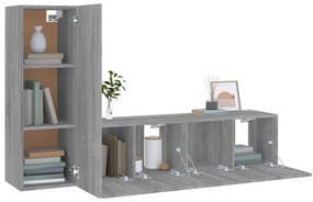 vidaXL Σετ Επίπλων Τηλεόρασης 3 Τεμ. Γκρι Sonoma Επεξεργασμένο Ξύλο