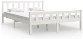 vidaXL Πλαίσιο Κρεβατιού Λευκό 150 x 200 εκ. Μασίφ Ξύλο King Size