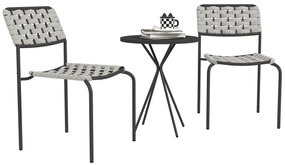 Outsunny Σετ επίπλων κήπου από Polyrattan, Εξωτερικό σαλόνι έπιπλα μπαλκονιού για 2 άτομα, 3 τεμάχια 2 καρέκλες, τραπέζι Γκρι