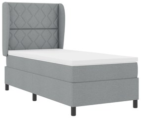 vidaXL κρεβάτι Box Spring με στρώμα  - Ανοιχτό γκρι, 100x200 εκ., Ύφασμα