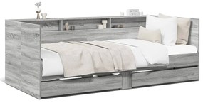 Καναπές-Κρεβάτι με Συρτάρια Γκρι Sonoma 90x190 εκ. Επεξ. Ξύλο