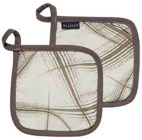 Πιάστρες Κουζίνας Felce (Σετ 2τμχ) (20X20) Beige-Grey Kentia Cotton-Polyester