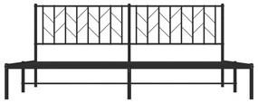 Πλαίσιο Κρεβατιού με Κεφαλάρι Μαύρο 200 x 200 εκ. Μεταλλικό - Μαύρο