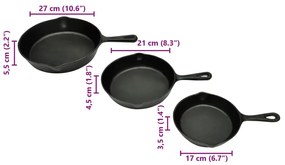 Σετ 3 Μαντεμένια Τηγάνια για Ψησταριά