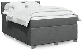 vidaXL Κρεβάτι Boxspring με Στρώμα Σκούρο Γκρι 140x190 εκ. Υφασμάτινο