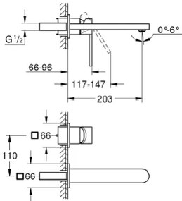 Μπατάρια νιπτήρα τοίχου Grohe Plus