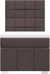 vidaXL Κρεβάτι Boxspring με Στρώμα Σκούρο Καφέ 90x200 εκ. Υφασμάτινο