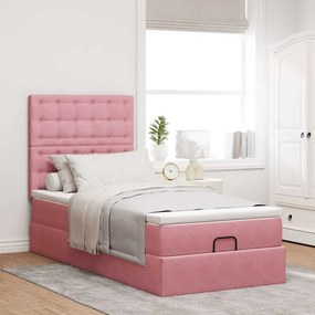 VidaXL Οθωμανικό κρεβάτι με στρώματα ροζ 90x200cm Velvet