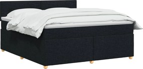 vidaXL Κρεβάτι box spring με στρώμα Μαύρο 180 x 200 cm Ύφασμα