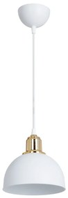 GloboStar® ΗUT 203-0147 Μοντέρνο Κρεμαστό Φωτιστικό Καμπάνα Μονόφωτο 1 x E27 IP20 Λευκό με Χρυσό Πλαστικό - Μ17.5 x Π17.5 x Υ80cm