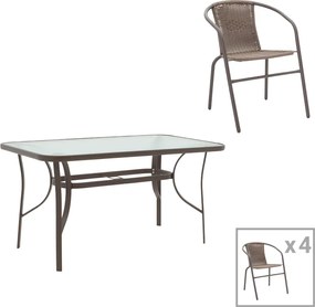 Τραπεζαρία Ensure-Obbi σετ 5τεμ pakoworld μέταλλο-pe καφέ