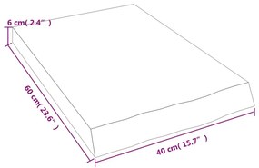 Πάγκος Μπάνιου Αν. Καφέ 40x60x(2-6) εκ. Επεξεργ. Μασίφ Ξύλο - Καφέ