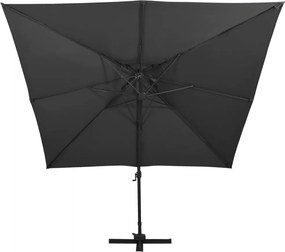 vidaXL Ομπρέλα Κρεμαστή Κήπου με Διπλή Οροφή Μαύρη 300 x 300 εκ.