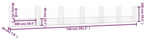 vidaXL Συρματοκιβώτιο σε U Σχήμα με 7 Στύλους 740x20x100 εκ Σιδερένιο