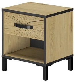 Epiplo World  Armor κομοδίνο με ένα συρτάρι 40x35x45εκ. Helvezia Oak / Black BEST-15341277