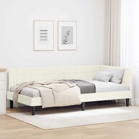 vidaXL Κρεβάτι Γωνίας Κρεμ 90 x 190 cm Βελούδο