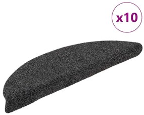 vidaXL Πατάκια Σκάλας Αυτοκόλ. 10 τεμ Ανθρακί 56x17x3 εκ Βελονιασμένο