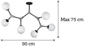 Κρεμαστό φωτιστικό από μαύρο μέταλλο και λευκή οπαλίνα (6167-6-NM) - Γυαλί - 6167-6-NM