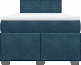 vidaXL Κρεβάτι Boxspring με Στρώμα Μπλε 120x200 εκ. Βελούδινο