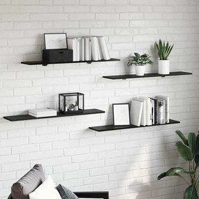 vidaXL Ράφι Βιβλίων 4 pcs Μαύρο 100 x 20 x 1.5 cm Επεξεργασμένο ξύλο