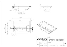 Acrilan Zira - Ακρυλική Μπανιέρα 160x75 εκ - Maxxcoat