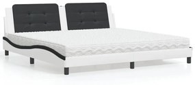 vidaXL Κρεβάτι με Στρώμα Λευκό/Μαύρο 200x200εκ.Συνθ. Δέρμα