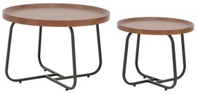 Intrahome Tραπέζια σαλονιού Crismory Intrahome σετ 2τεμ MDF σε καφέ απόχρωση και μαύρα μεταλλικά πόδια | SKU: INTRAPA-130111354
