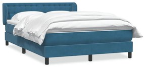 vidaXL Κρεβάτι Boxspring με Στρώμα Σκούρο Μπλε 140x210 εκ. Βελούδινο