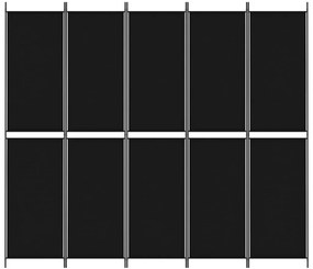 vidaXL Διαχωριστικό Δωματίου με 5 Πάνελ Μαύρο 250x220 εκ. από Ύφασμα