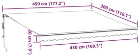 Τέντα Πτυσσόμενη Αυτόματη με LED Μπορντό 450x300 εκ. - Κόκκινο